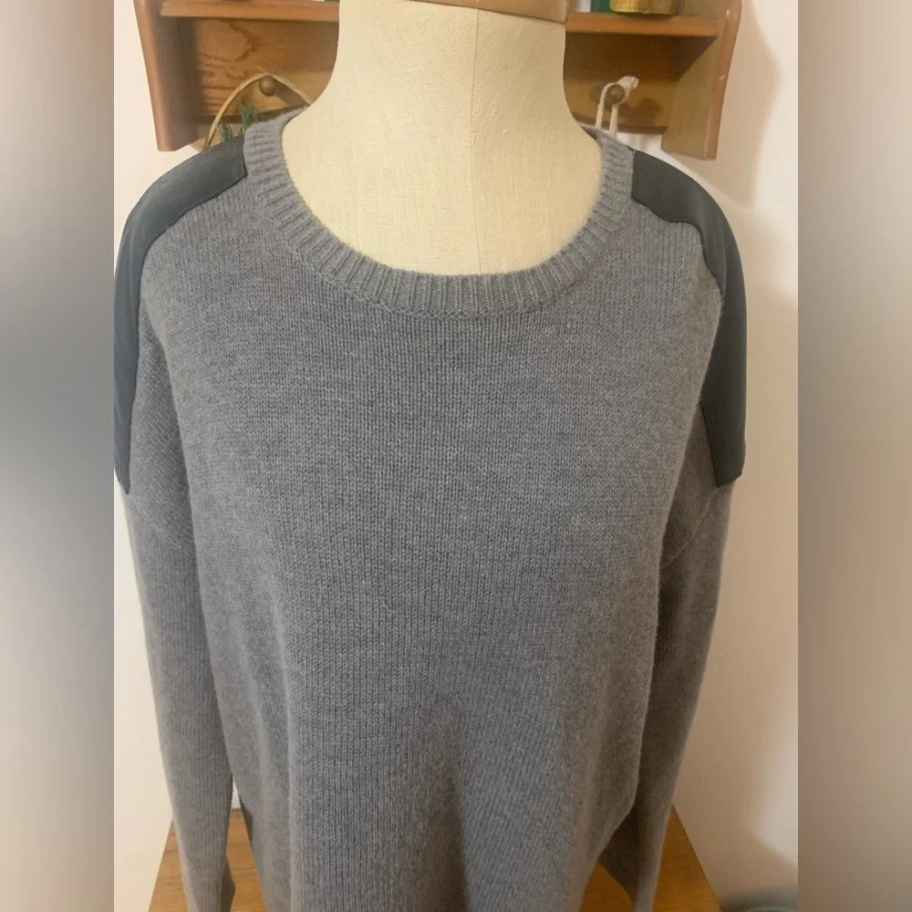 BCBGMaxAzria Gray Sweater with Black Shoulder Detail S